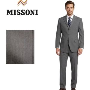 Auth Vintage Missoni Made In Italy  2Piece 3 Button Suit Charcoal and Slate